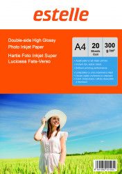Hartie foto Estelle dublu lucioasa fata-verso format A4 300g/mp pachet 20 coli 