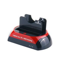 HDD Docking Station Dual Bay 2.5 3.5 SATA la USB 3.0 HOPE R cu functie de backup si clonare 