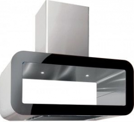 Hota design insula Pyramis CORSO 704mc/h 90cm touch control finisaj inox si sticla neagra 