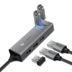 Hub Baseus cu mufa USB 3.0 i 5x porturi USB 3x USB 3.0 2x USB 2.0 gri 