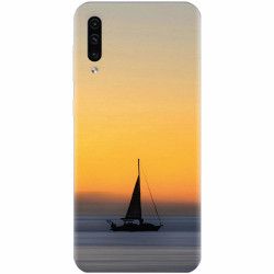 Husa silicon pentru Samsung Galaxy A70 Wind Sail Boat Ocean Sunset 