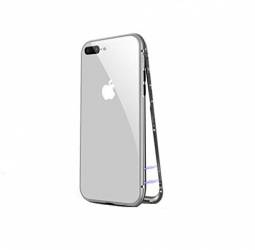Husa Apple iPhone 7 Magnetica 360 grade Silver Elegance Luxury cu spate de sticla securizata premium 