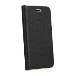 Husa BOOK V-CASE pentru Samsung Galaxy A8 PLUS 2018 A730. Rama metalica. Piele. Negru 