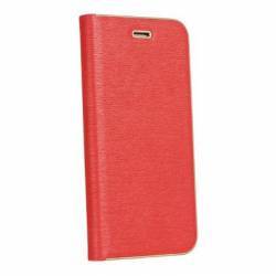Husa BOOK V-CASE pentru Samsung Galaxy J8 2018 J800. Rama metalica. Piele. Rosu 
