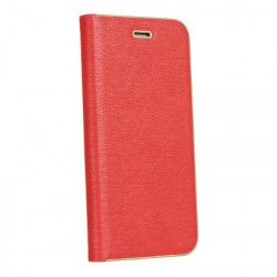 Husa BOOK V-CASE pentru Samsung Galaxy S9 G960. Rama metalica.Piele. Rosu 