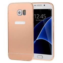 Husa cu Bumper metalic BACK SHELL pentru SAMSUNG GALAXY S7 EDGE G935. Roz-Auriu 