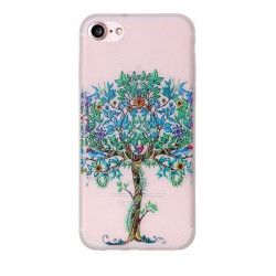Husa de protectie pentru iPhone 7 protectie spate model copac multicolor fosforescent Alb transparent BBL795 