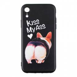 Husa de protectie pentru iPhone XR protectie spate capac de protectie bumper Kiss my ass Negru BBL552 