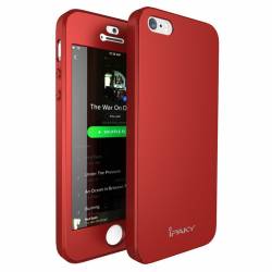 Husa Ipaky iPhone 5 iPhone 5S iPhone SE Full Cover 360 + folie sticla Rosu