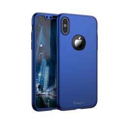 Husa Ipaky Iphone X Full Cover 360 + folie sticla Albastru 