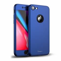 Husa Ipaky Originala iPhone 7 Full Cover 360 + folie sticla Albastru 