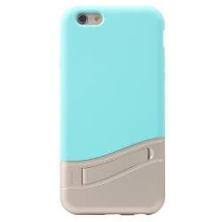 Husa protectie Bi-COLOR pentru iPhone 6 si 6S. Functie stand. Bleu-Argintiu 