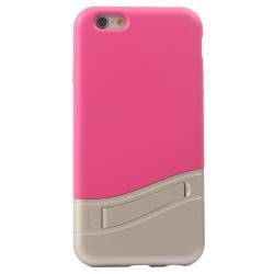 Husa protectie Bi-COLOR pentru iPhone 6 si 6S. Functie stand. Magenta-Argintiu 