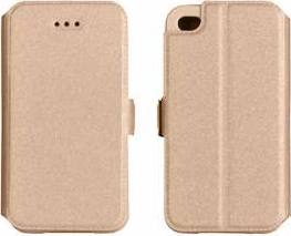 Husa protectie BOOK POCKET pentru HUAWEI P9. Inchidere magnetica. Piele. Auriu 