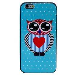 Husa protectie HEART OWL pentru iPhone 6 Plus si iPhone 6S Plus. Albastru 