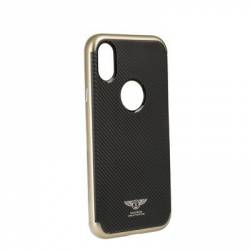 Husa protectie SILK pentru iPhone X cu bumper metalizat auriu. Negru 