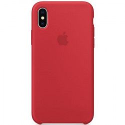 Husa protectie spate Bibilel cu logo Apple pentru iPhone X silicon rosu BBL138 