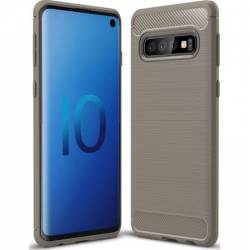 Husa protectie spate carbon soft silicon pentru Samsung Galaxy S10 capac de protectie carcasa bumper Gri BBL692 