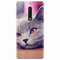 Husa silicon pentru Nokia 5 British Shorthair Cat Yellow Eyes Portrait 