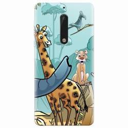 Husa silicon pentru Nokia 5 Children Drawings Elephants Giraffes Lions 