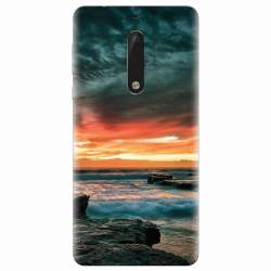 Husa silicon pentru Nokia 5 Dramatic Rocky Beach Shore Sunset 