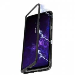 HusaCarcasa magnetica pentru iPhone Xs Max Rama metalica si spate din Sticla Securizata Negru-Transparent BBL705 