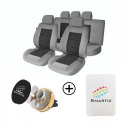 Huse scaune auto Audi S2 Premium Lux Material Textil 11 piese Gri + Cadou suport magnetic telefon SI-005 + Cadou Odorizant Masina 