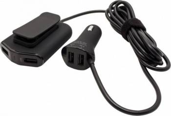 Incarcator auto Value 4 x USB 9.6A cablu 1.8m Negru