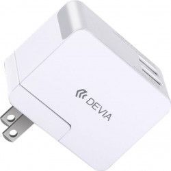 Incarcator priza Devia Travel Kit Dual USB 2.5A cu adaptor pentru priza UK US AU si EU White 