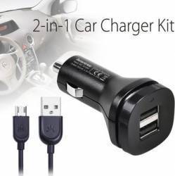 Incarcator Auto Avantree CGST-21 2 x 3.1A USB + Cablu microUSB Negru 