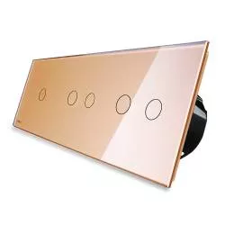 Intrerupator cu touch simplu+dublu+dublu Livolo din sticla Auriu