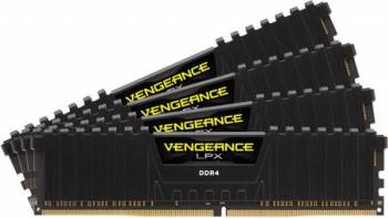 Kit Memorie Corsair Vengeance LPX 32GB 4x8GB DDR4 3200MHz CL16 neagra cmk32gx4m4b3200c16 