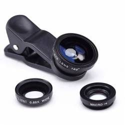 Kit lentile foto 3 in 1 Clip Sonic Wide Angle si Macro pentru telefoanetablete negru BBL047