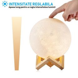 Lampa Luna Moon lumina + Stand Lemn cadou 