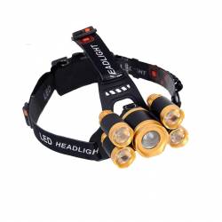 Lanterna De Cap MRG 5 x Led ZOOM Frontala + 2x Acumulatori 18650 