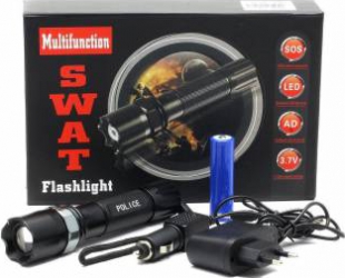 Lanterna SWAT LED 3W CREE Q5 Metalica Reincarcabila cu Acumulator Li-Ion 3.7V 5800mAh 