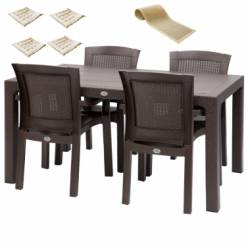 Mobiler terasa set TIVOLI masa CLASSI RATAN 90x150x75cm 4 scaune ROMA RATTAN polipropilen 
