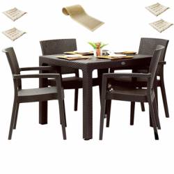 Mobilier exterior INGLESA masa patrata CLASSI RATAN 90x90x75cm 4 scaune PARIS RATTAN 