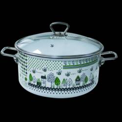 Oala emailata ruseasca GREEN LIEF 5 L 24cm capac sticla 