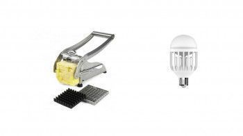 Pachet Aparat pentru feliat cartofi Potato chipper + Bec LED 60W si capcana pentru tantari ZappLight 