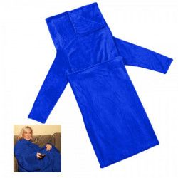 Patura cu Maneci Moale si Calduroasa din poliester 170 x 130 cm albastru Vivo