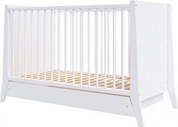 Patut copii din lemn Hubners Cosmo 120 x 60 cm cu sertar Alb 