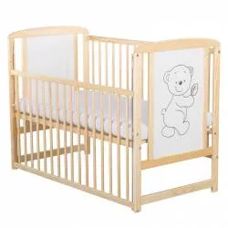 Patut din lemn BabyNeeds Timmi 120x60 cm cu laterala culisanta Natur