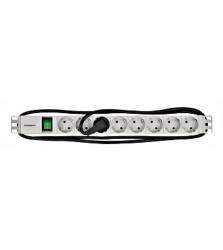 PDU pentru montaj in rack de 191U 8x Schuko 230VAC16A comutator OnOff IP20 cablu de 2m Alb carcasa aluminiu 