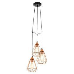 Pendul TARBES 94196 E27 3X60W Otel Negru EGLO VINTAGE 