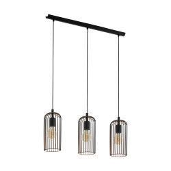 Pendul ROCCAMENA 49645 E27 3X60W Otel Negru Cupru L 730 l 130 I 1100 