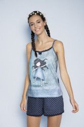 Pijama dama cu maiou Gorjuss - Tiptoes scurta bumbac XL