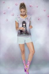 Pijama dama cu tricou Gorjuss - Rosebud scurta bumbac XS 