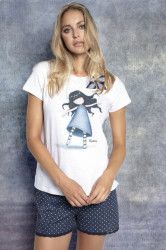 Pijama dama cu tricou Gorjuss - Tiptoes scurta bumbac S