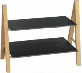 Platou servire branzeturi ardezie 28x12cm 28x18cm cu suport lemn 2 nivele 33x18x27cm 